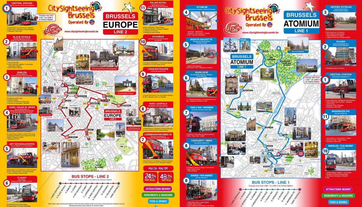 Brussels Hop On Hop Off bus tours map