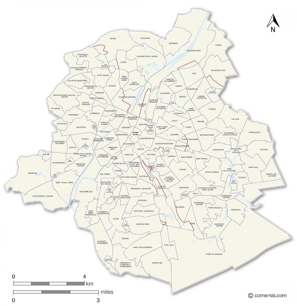 Brussels neighborhoods map