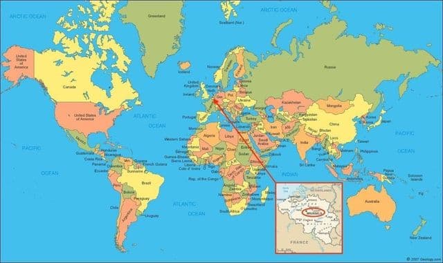 Brussels location on world map