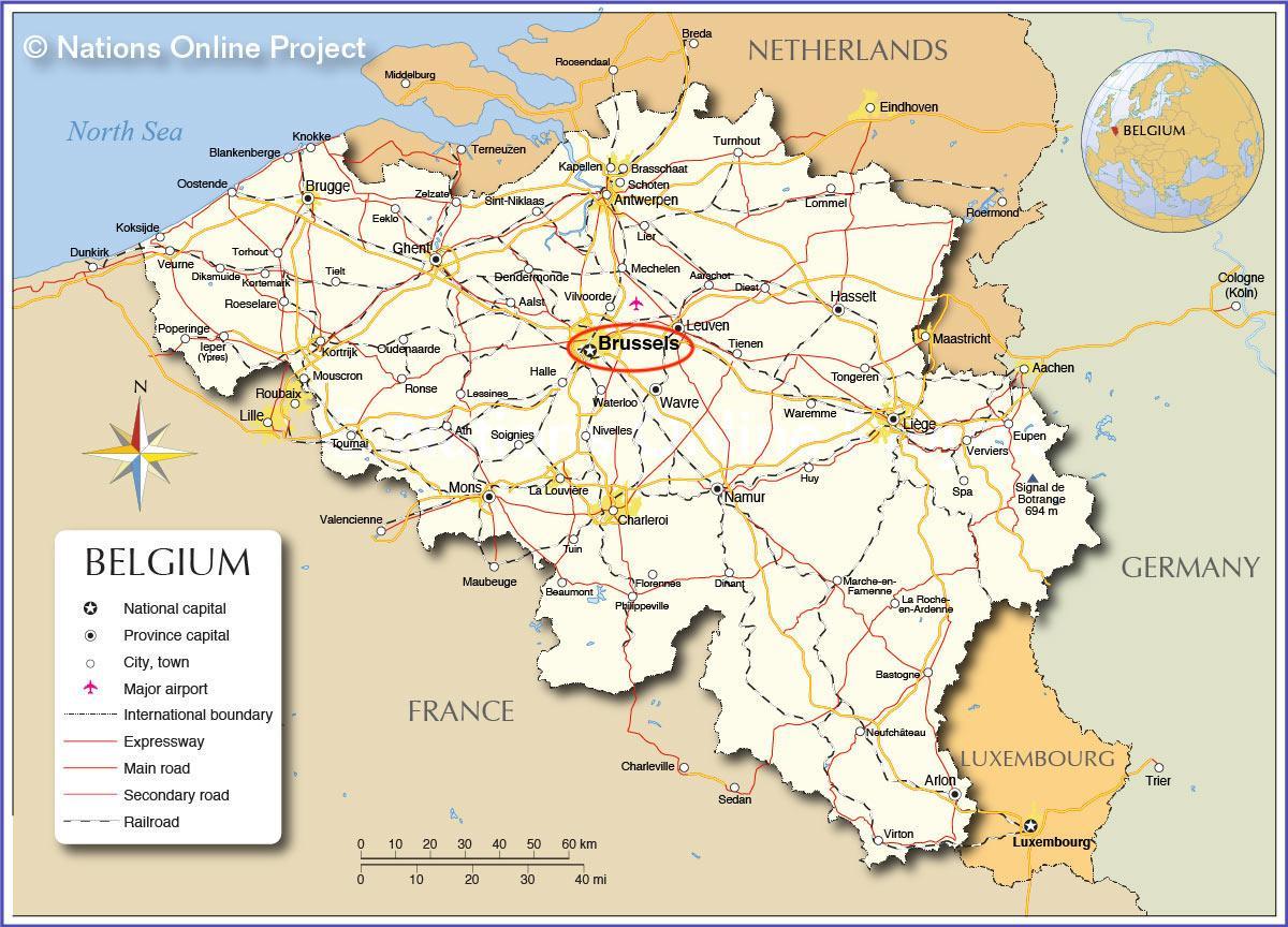 Brussels on Belgium map
